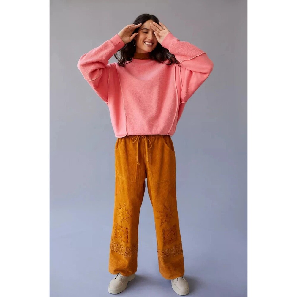 Y2K Urban Outfitters BDG Women Quincy Coral Sweatshirt Exposed Seams Fleece S